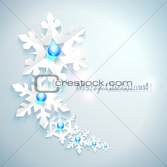 Abstract Christmas Background with paper snowflakes
