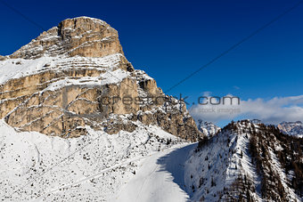 Slope on the Skiing Resort of Colfosco, Alta Badia, Dolomites Al