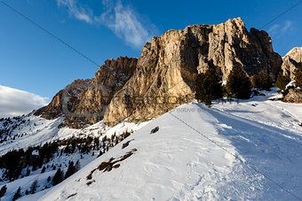Rocky Mountains on the Skiing Resort of Colfosco, Alta Badia, Do