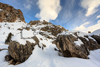 Rocky Mountains on the Skiing Resort of Colfosco, Alta Badia, Do