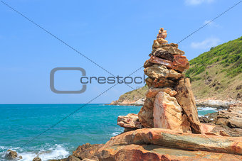 Stack of stones  near the sea
