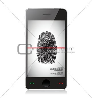 smartphone scanning a finger print illustration