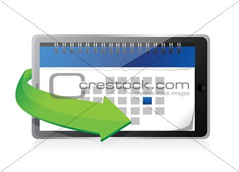tablet with a calendar on screen illustration