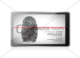 tablet scanning a finger print illustration design