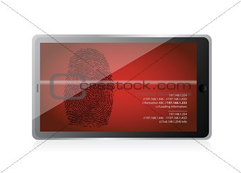 tablet scanning a finger print illustration