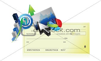 bank check business graph set design illustration