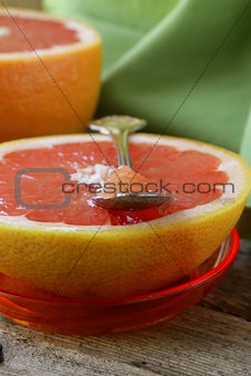 ripe grapefruit, healthy wholesome breakfast
