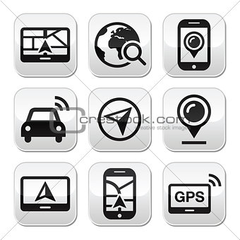 GPS, navigation travel vector buttons set