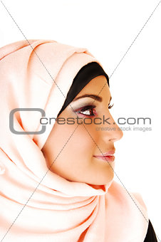 Girl with pink headscarf.