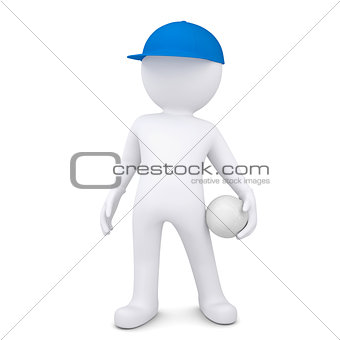 3d white man with a volleyball ball