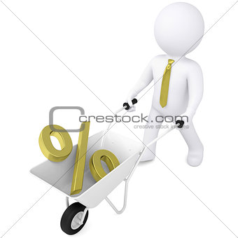 3d man carries wheelbarrow the golden percentage