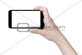 female teen hand taking photo with generic smartphone