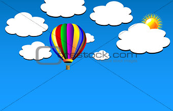 Vector hot air balloon on sky