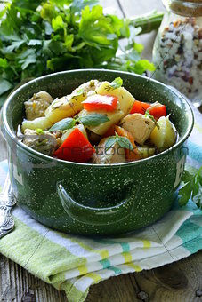 salmon fish stew with  vegetables