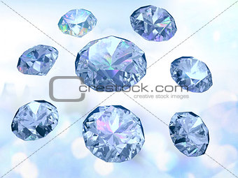 Diamonds on light blue background, successful trade symbol