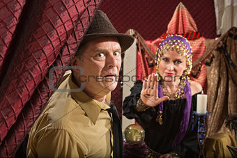 Scared Man with Fortune Teller