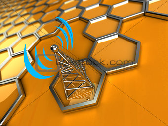 wireless tower against a 3d background