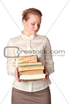 shy teacher with books