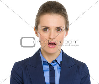 Portrait of surprised business woman