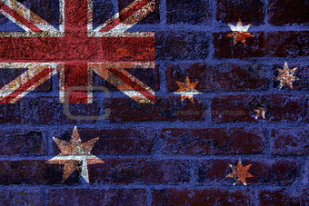 Australian Flag on Brick Background