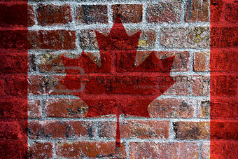 Canadian Flag on Brick Background