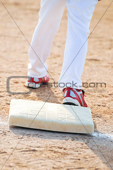 Baseball boy on base