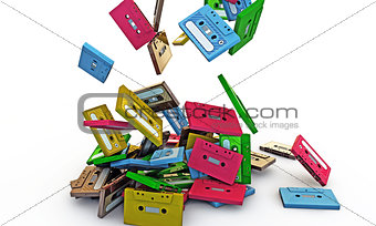 cassette tapes falling 