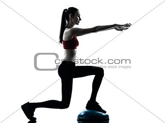 woman exercising bosu balance ball trainer