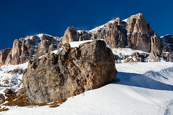 Passo Pordoi Peak near Ski Resort of Canazei, Dolomites Alps, It