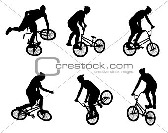 stunt bicyclist silhouettes