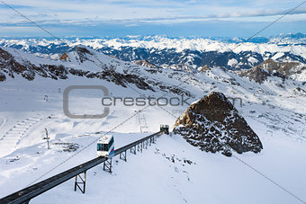 Winter with ski slopes of kaprun resort