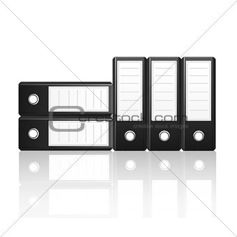Black binders vertical and  horizontal isolated on white backgro