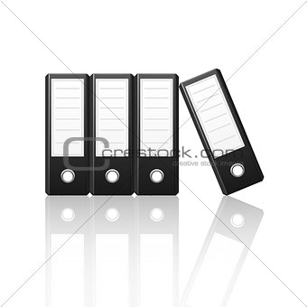 Black binders vertical isolated on white background