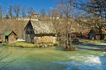 Korana river old wooden cottage