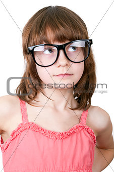 cute thoguhtful child with funny glasses