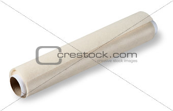 Food in a twisted roll of parchment on the sleeve, baking paper.
