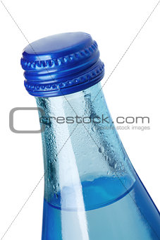 Glass bottle of soda water, closeup