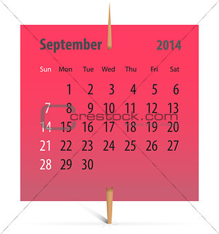 Calendar for September 2014
