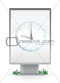 Clock on advertising billboard