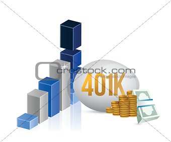 401k egg and cash money graph illustration
