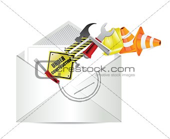 under construction notice email envelope