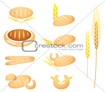 Bread, baguette, corn and wheat
