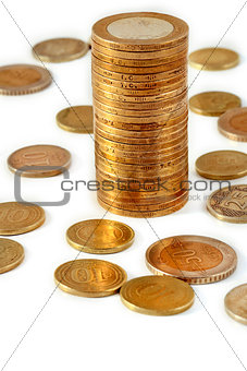 pile of Turkish coins isoladet