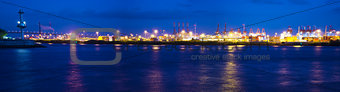 Nightly reflections of container terminal