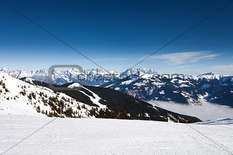 Winter with ski slopes of Kaprun resort