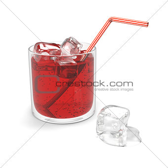 Glass of red sparkling water