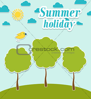 Abstract summer paper background with trees.