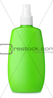 Green spray bottle isolated on white