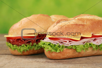 Sub Sandwiches with salami and ham