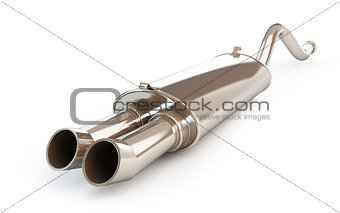 Car muffler, exhaust silencer on a white background